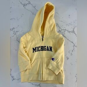 Champion Yellow University of Michigan Zipper Hoodie Size 12 Months